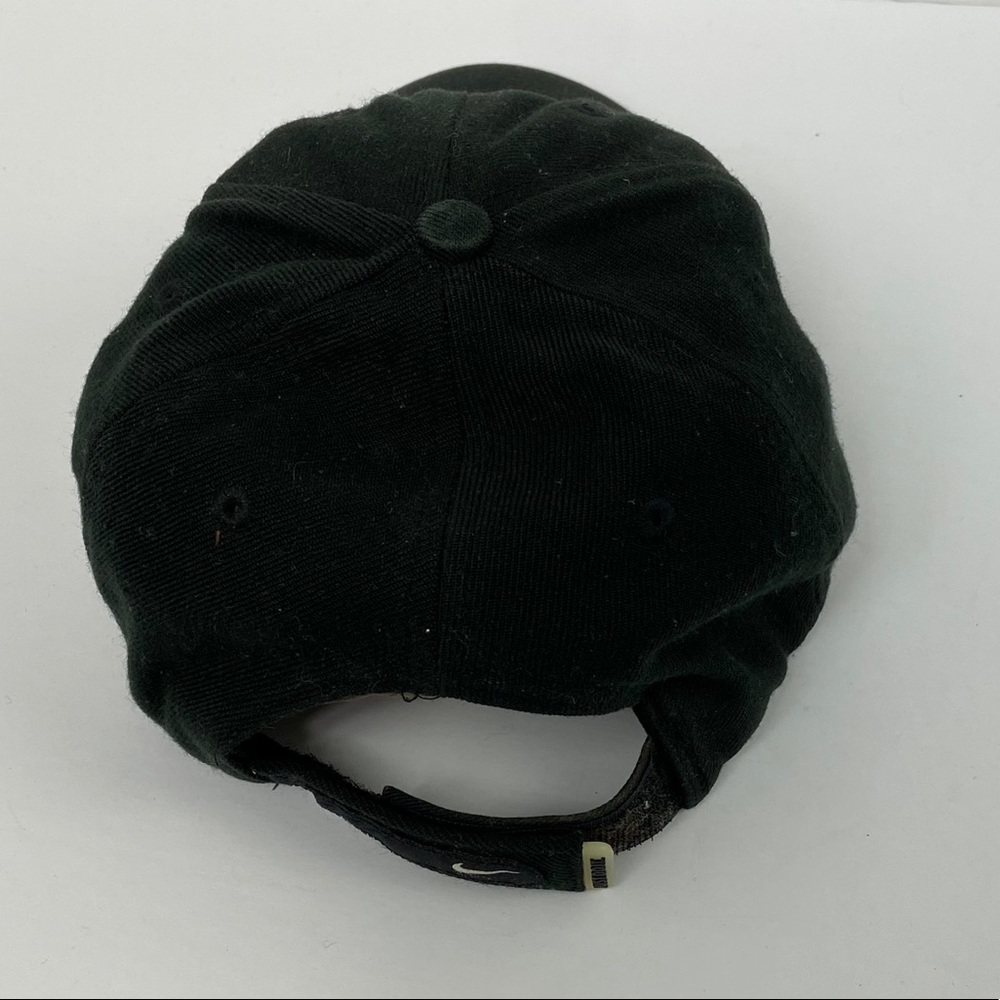 Nike Black Baseball Cap White Swoosh Hat Snapback - Picture 9 of 10